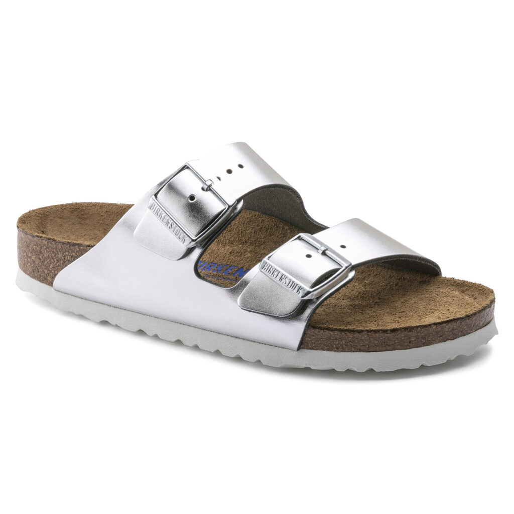 Birkenstock Arizona silber mit Weichbettung