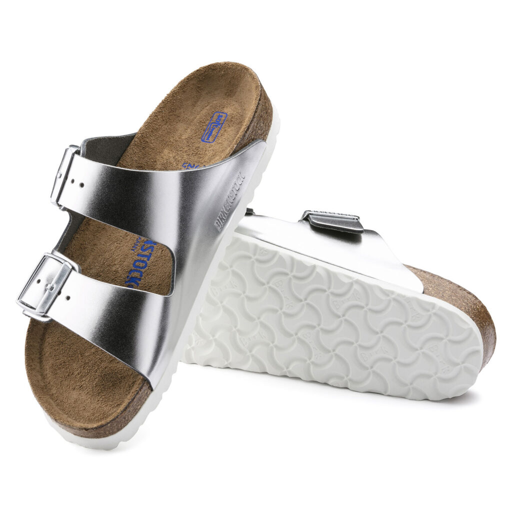 Birkenstock Arizona silber mit Weichbettung