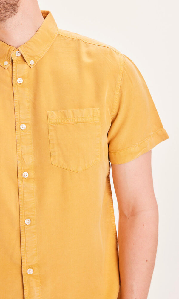 LARCH Tencel garment dyed SS custom fit shirt w pipe CF Shirts 90884 1343 Honey Gold