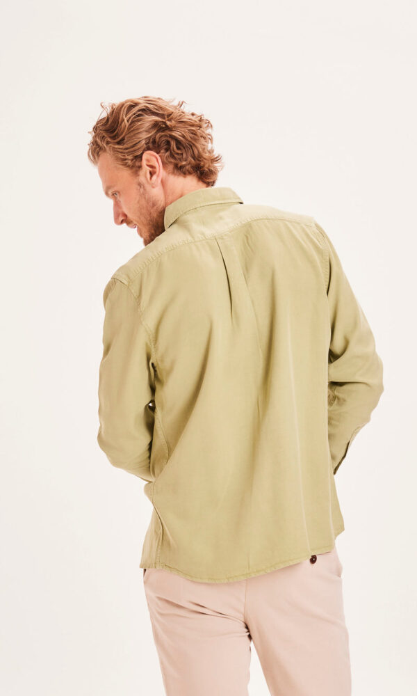 LARCH Tencel garment dyed button down LS w pipe CF Shirts 90885 1246 Sage light dusty green