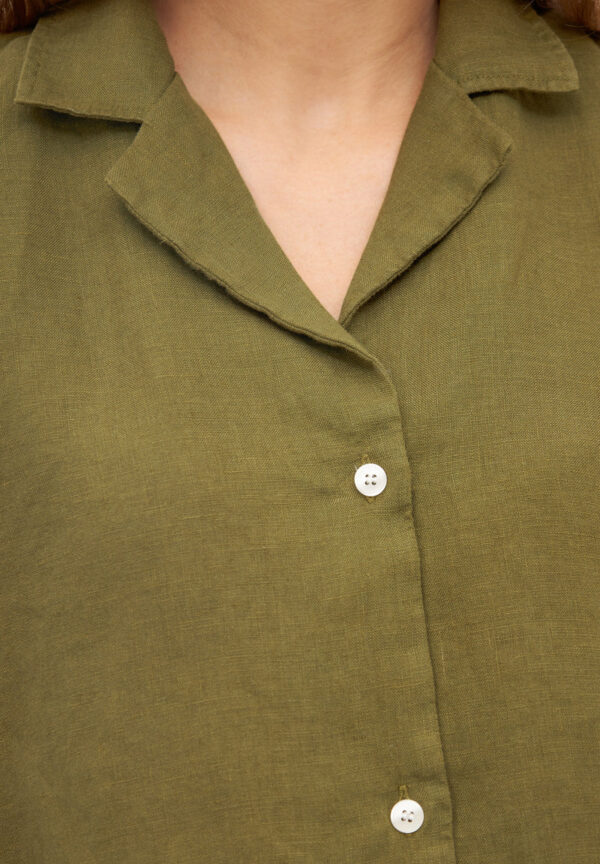 Kurzarmbluse CAROL aus Leinen Blouse GB1549 Olive Oil Linen