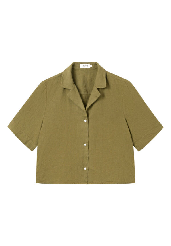 Kurzarmbluse CAROL aus Leinen Blouse GB1549 Olive Oil Linen
