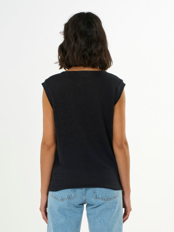 Loose fold up linen t shirt T shirts 2010011 1300 Black Jet 2 8fd7ec10 0cb2 4df4 b6b2