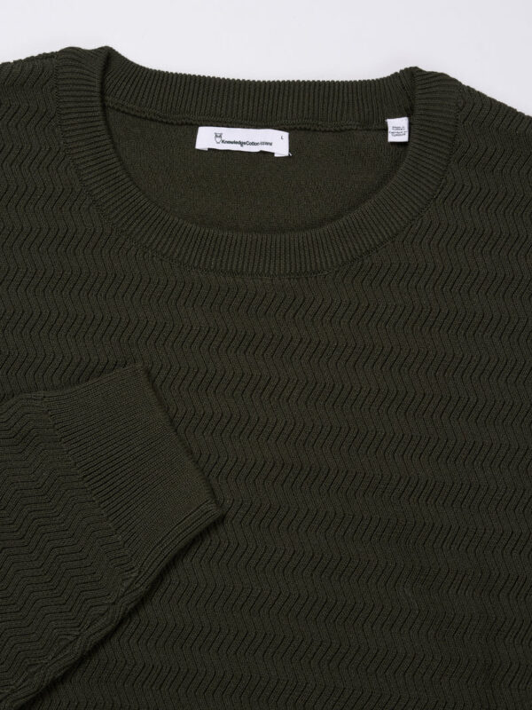 Zig zag badge knit o neck Knits 1080012 1090 Forrest Night