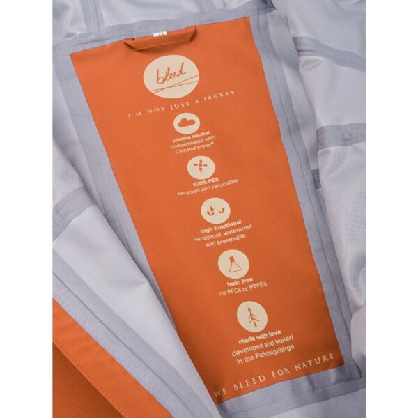 bleed clothing 2424 sympatex rainshell jacket orange brown detail 03