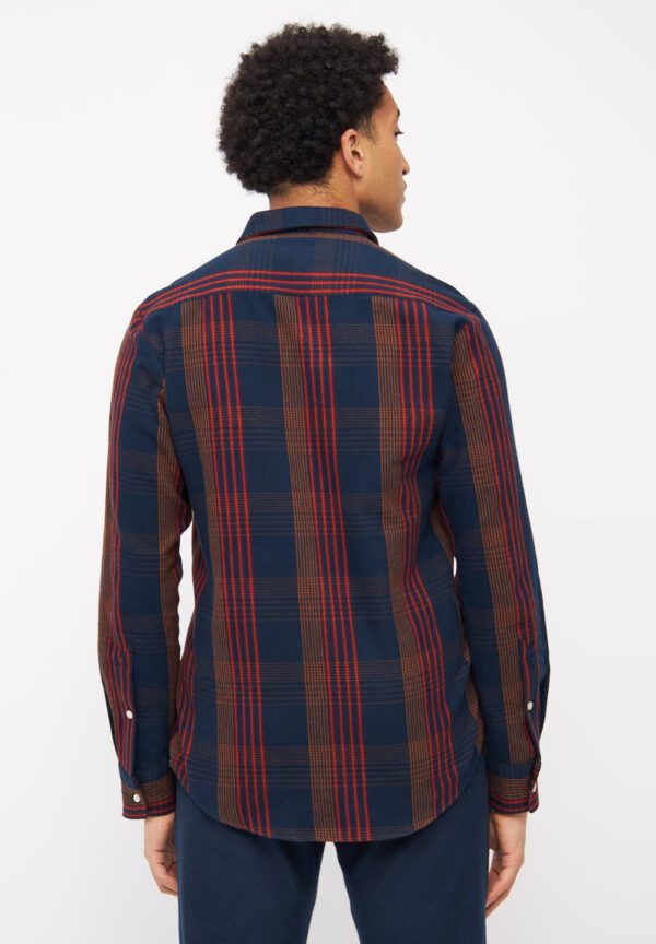 Karo Hemd KENT aus Bio Baumwolle Buttoned Shirt GB1696 Blue Brown Red Checked
