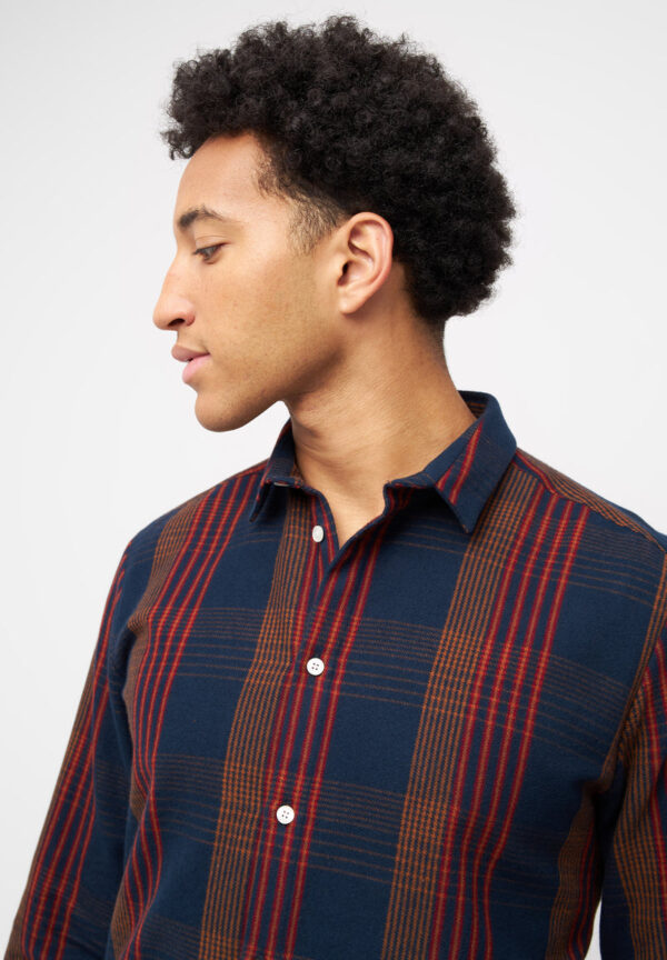 Karo Hemd KENT aus Bio Baumwolle Buttoned Shirt GB1696 Blue Brown Red Checked