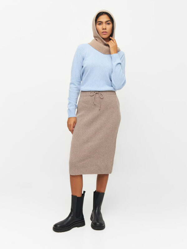 Wool midth lengt rib knit skirt Skirts 2040013 1336 Kelp melange