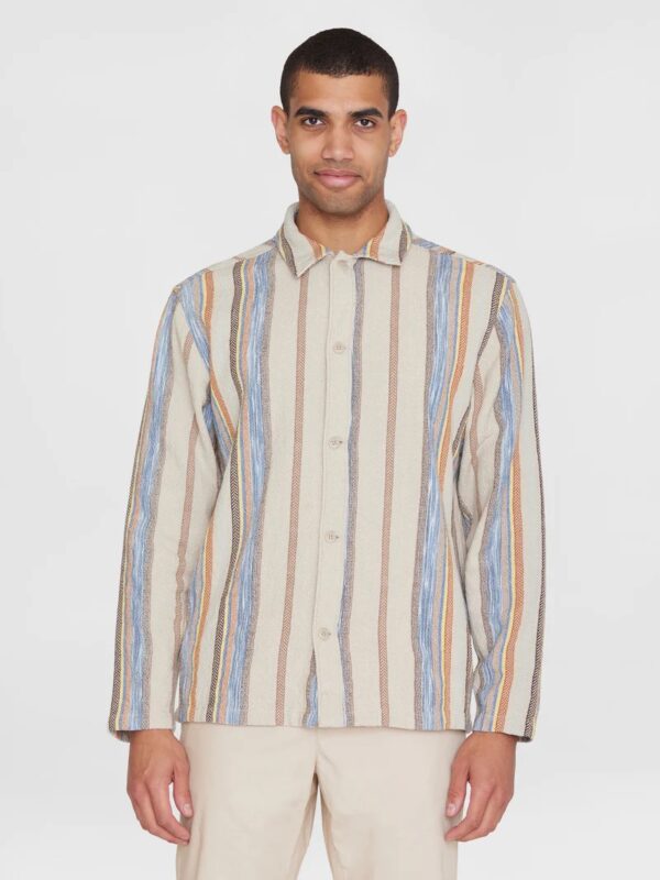 Knowledge Cotton Apparel Regular Woven Striped Overshirt