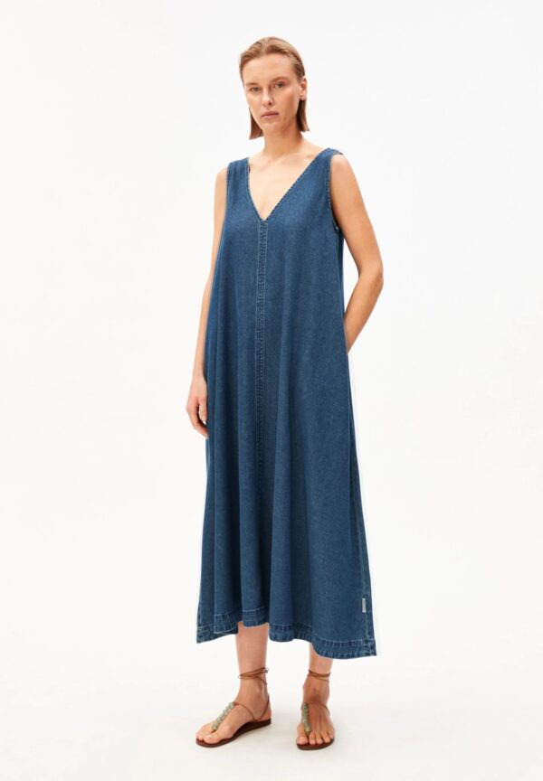 v neck midi dress